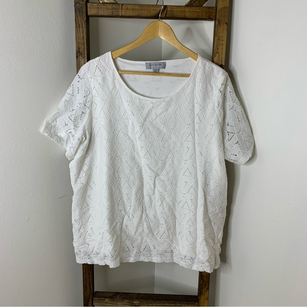 Marc New York Andrew Marc White Textured Women's Top Size XXL